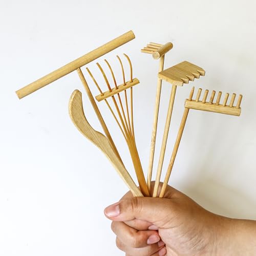 Set Mini Rastrillos Zen 6PCS Bambú Natural miniatura 5