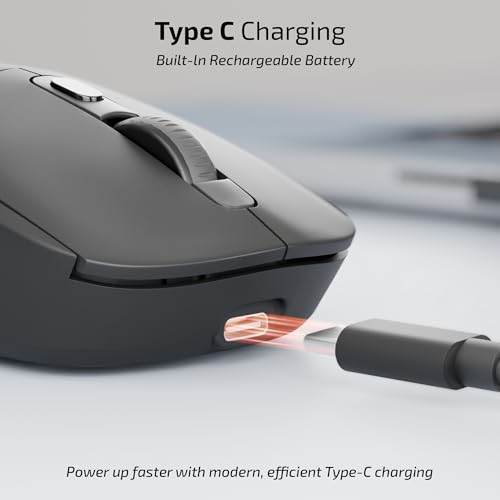 Image of iBall GLIDR S200 Wireless Office Mouse with Software, Very Light Weight, Tri Mode (2.4GHz, BT, Wired), 5-Level Up to 3200 DPI, 6 Buttons, Type C Built-in Battery, Auto Sleep, High Precision (Black)