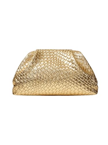 QWINEE Women's Woven Evening Bag Dumpling Clutch Purse No Strap Handbags Elegant Faux PU Leather Clutch Bag