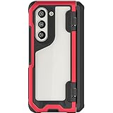 Ghostek ATOMIC slim ZFold5 Case Crystal Clear Back with Aluminum Metal Bumper Premium Rugged Tough Heavy Duty Shockproof Protection Phone Covers Designed for 2023 Samsung Galaxy Z Fold 5 (7.6in) (Red)