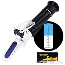 Alcohol Refractometer with ATC 080% VOL Volume, Optical Handheld Concentration Tester Meter for Distilled Beverages Making Homebrew