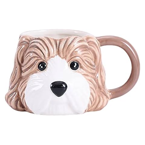 Caribou Living Cockapoo Dog 3D Head Novelty Ceramic Mug Cup 400ml for Hot Drinks Tea Coffee Hot Chocolate Cover