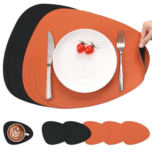 Myir JUN Set de Table et Dessous de Verre, Set de Table Antidérapant Double Face Sets de Table Lavable Imperméables Set Table et Dessous de Verre Set Table...