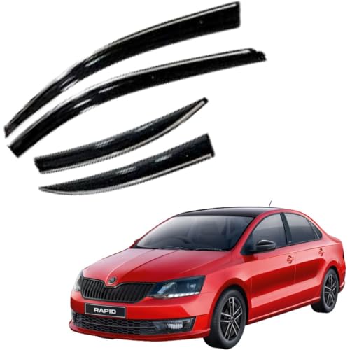 Image of CAR SAAZ Chrome Line Door Visor for Rapid (2017-2021) (Set of 4Pcs) | Rain Guard | Wind Deflector