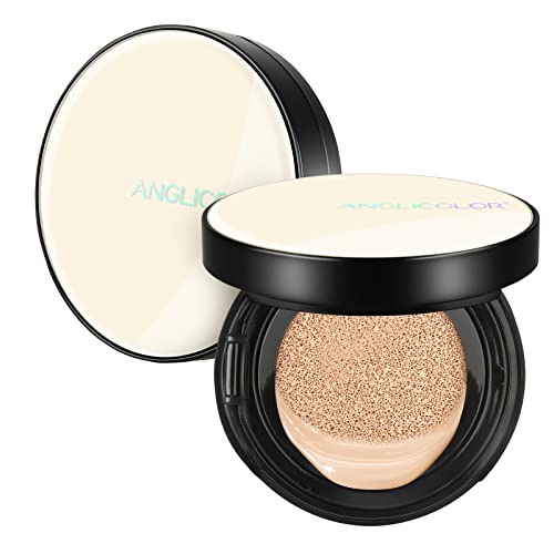 Anglicolor Cushion Foundation Full Coverage Moisturizing Concealer Natural Makeup ,Long-Lasting Coverage Of Blemishes, Makeup Base Primer,Matte Finish For Sensitive Skin Types,0.25Fl.oz (#02 Natrual Nude) #TOP28