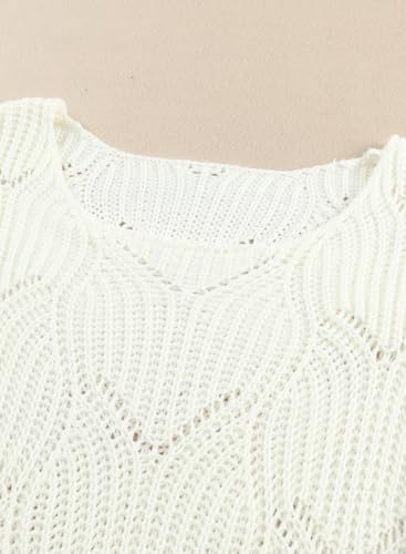 Image of Dokotoo Womens Sweaters 2026 Crewneck Cute Elegant Soft Long Sleeve Hollow Cable Knit Pullover Tops