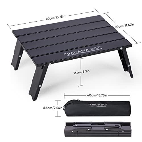 Old Bahama Bay Ultralight Aluminum Mini Table, Foldable Small Beach Table With Retractable Legs, 66Lbs/30Kg Weight Capacity, Suitable For Picnic Camping Outdoor Hiking(Black) #TOP2