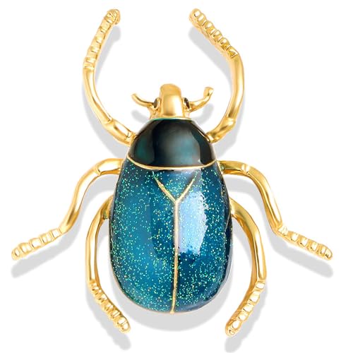 Image of Enamel Insect Beetle Brooch Pin for Women Men Gold-Toned Fashion Creative Bee Animal Brooches Lapel Pins Dainty Dress Accessories Birthday Party Jewelry
