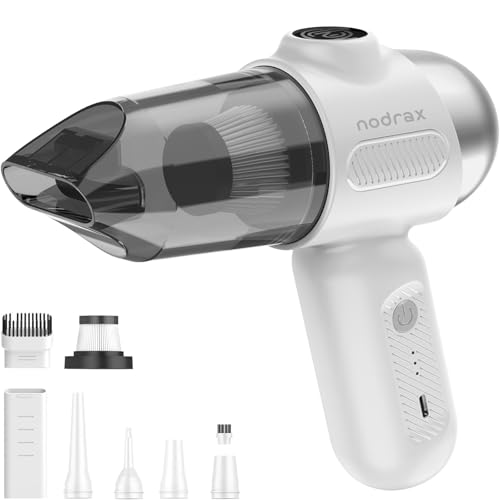 Nodrax Cyclone-Pro Cordless Handheld Vacuum Cleaner with Efficient Brushless Motor, 12000Pa High Power Suction and Extended Runtime, 4-in-1 Portable Hand Vacuum for Car, Home and Pet - White