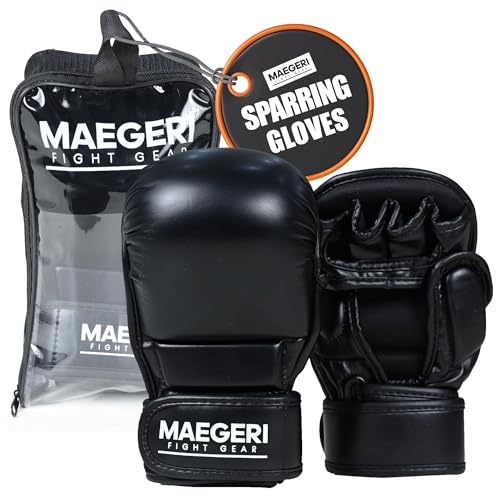 Maegeri Hybrid MMA Sparring Gloves – Open Palm 7oz...
