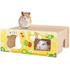 mini&moe Hamster Houses and Hideouts Wooden Multi-Room Hamster Hideout Small Animal Habitat Decor Shelter with Platform for Dwarf Gerbils Chinchilla Rat Mouse