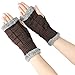 Queenbox Fleece Lined Fingerless Gloves Arm Hand Warmer Sleeve Half Finger Mittens, Coffee