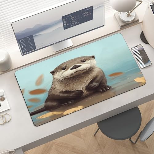 Pad de escritorio Cute Otter de goma grande 60x30 cm miniatura 6