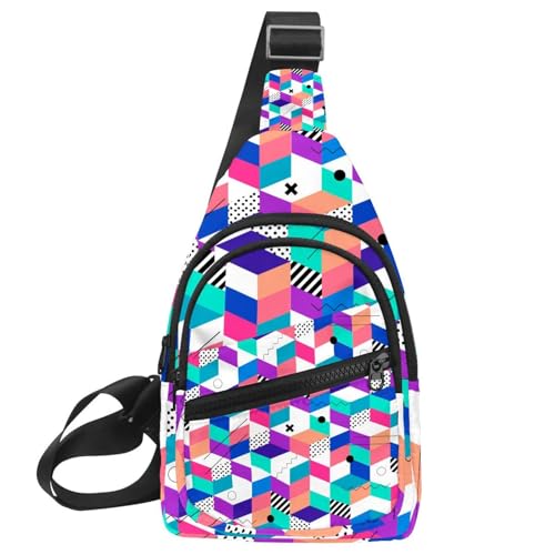 Sac de poitrine pour femme motif requin baleine imperméable de voyage et randonnée multicolore