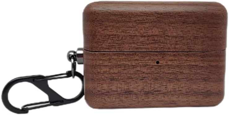 Handmade Nature Wooden Case Compatible with Huawei Freebuds Pro 3 Genuine Real Wood Protective Case Cover with Carabiner (Walnut)
