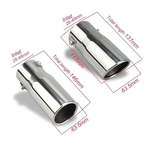 Embout d'échappement voiture en inox et sortie tuyau arrière décoratif 63.5mm - 4