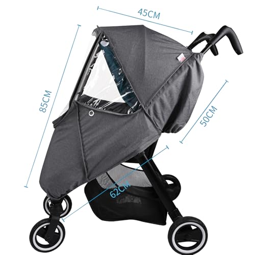 Bebamour Stroller Rain Cover,Universal Stroller Accessory,Waterproof,Windproof Protection,Baby Travel Weather Shield (Light Grey) — view 6