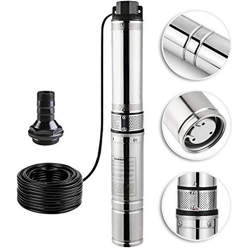 Happybuy Stainless Steel 150ft 25GPM Submersible Deep Well Pump for Industrial and Home