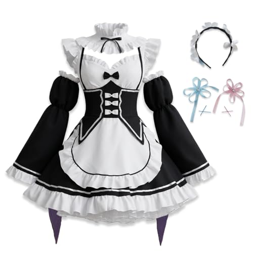 Ainiel Maid Valentines Day Outfit Women Anime Costume Cosplay Lolita Fancy Dress Maid Dress With Socks Headwear Sets(XX-Large)