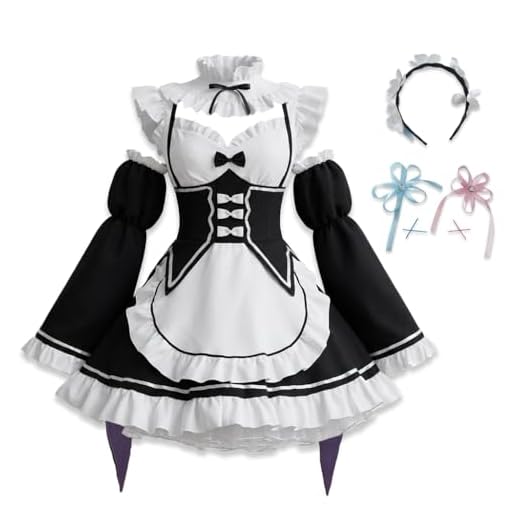 Ainiel Women's Maid Outfit Dress Anime Maid Costume Cosplay Lolita Fancy Dress Maid Dress With Socks Headwear Sets(Medium)