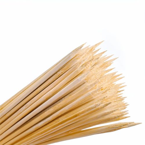 Bomeirc Thick Bamboo Skewers 4mm - Commercial Grade for Beef, Lamb, Vegetables | Splinter-Free & Sturdy | Restaurant, BBQ, Outdoor Cooking (100PCS, ?4mm×14