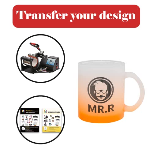 Mr.r 11Oz Set Of 6 Sublimation Blanks Frosted Orange Glass Mug,Coffee Mugs With Handle For Heat Thermal Coating Transfer #TOP3