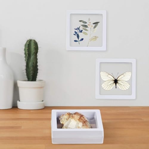Image of Floating Display Frame, Coin Display Case, Dustproof PE Film Transparent Jewelry Storage Box for Ring Necklace Bracelet, Coin, Jewelry per Availability (Small 5 pc White)