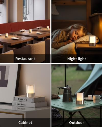 Image of 4 inch Gold Cordless Table Lamp 2 Pack, Outdoor Rechargeable Lamp