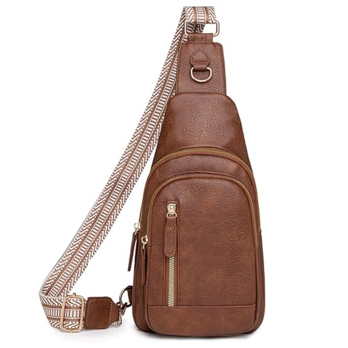 FALAN MULE Crossbody Damen Klein Brusttasche, PU Leder Sling Bag Diebstahlsicher Crossbag Damen Schulterrucksack Vielseitige Umhängetasche für Reisen, Handtasche Schultertasche Diebstahlsichere