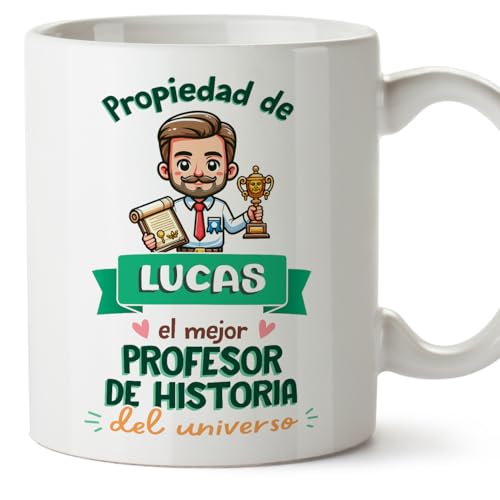 MUGFFINS Tazas Personalizadas para PROFESOR DE HISTORIA hombre - En Español - Propiedad de - 11 oz / 330 ml - Regalo Personalizable original y divertido