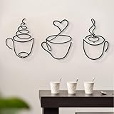 【Décoration Murale Variée】Ce lot comprend 3 style décorations murales en fer représentant des tasses à café, chacune avec une taille différente (20,3 x 15,8 cm, 20,3 x 14,2 cm, 20,3 x 12,7 cm). Parfait pour une décoration murale de cuisine ou une décoration chambre, ces pièces au style minimaliste apportent une touche d'élégance à votre intérieur.
