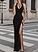 Womens Sexy Deep V Neck High Slit Maxi Dress Halter Tie Backless Formal Party Date Night Infinity Dresses Black