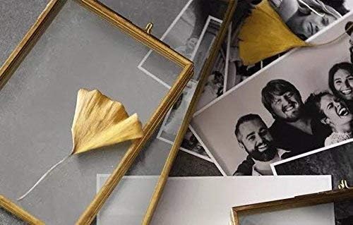 Miniatura 6 de Marco de latón Rising Star, Marcos de fotos plegables dobles de 5x7, Marco de fotos de vidrio prensado de metal dorado