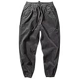 Pantalones de terciopelo para hombre de moda e informal para invierno de punto de corte suelto con dobladillos ajustados pantalones deportivos estilo sudadera cómoda y cálida, gris, M