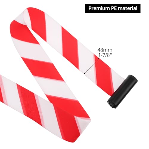 Miniatura 4 de Qwork Barrera Retráctil Para Cinturón, Caja De Abs De 5 M, Cinturón Rojo Y Blanco, Con Tornillos