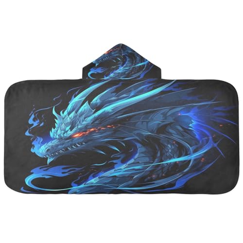 Nesatuwa Hooded Towel for Kids,Dragon Kids Beach Bath Towels Soft Absorbent Quick Dry Poncho Towel for Girls Boys