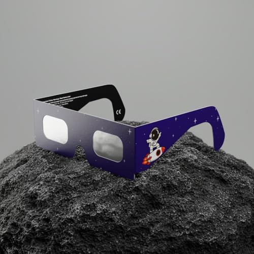 Absolute Eclipse Sonnenfinsternis Brille Kinder 2026 zum Sehen der Sonnenfinsternis - ISO 12312-2 CE Zertifiziert - 2er Pack - Design Rocketrider - Erwachsene Kinder - EU Hersteller Anerkannt AAS