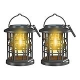 Woenergy Solar Lanterns Outdoor Waterproof, Upgraded Bright Hanging Solar Lights for Outside,Solar Powered Lanterns Lighting LED for Garden Patio Yard Decorative 2 Pack (Warm Light)