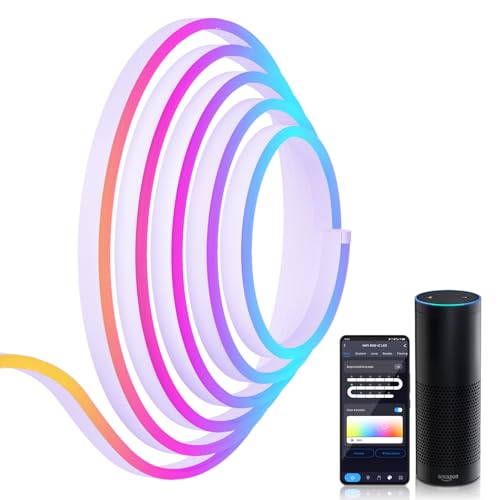 Aurevita Striscia LED RGB IC 3m neon, WIFI LED per la parete, striscia luminosa a LED per esterni, controllo app con Alexa, Syn Music con decorazione per la stanza dei giochi (Senza telecomando)