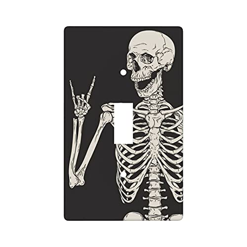 Funny Skeleton Skull Light Switch Cover Decorative Single Toggle 1 Gang Wall Plate Room Decor 4.5 X 2.76 In #TOP8