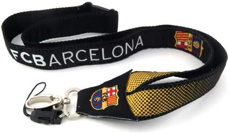 JF Sports Canada Spanish Primera Liga Barcelona FC Barcelona Black Woven Lanyard, Yellow/Blue, One Size