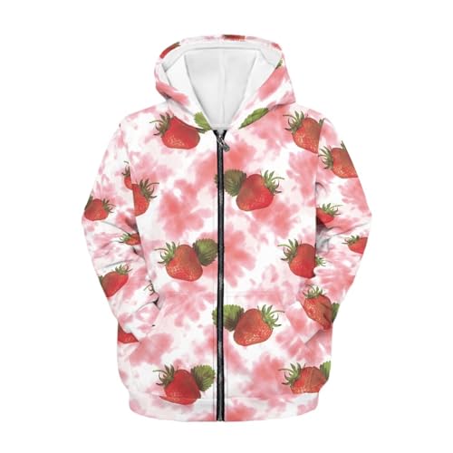 Boys Girls Zip Up Hoodie Cute Long Sleeve Hooded Sweatshirt Casual Kids Coat With Pocket