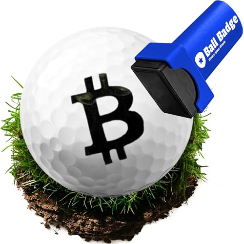 HODL 21 Ball Badge - Golf Ball Stamp, Self-Inking Golf Ball Stamper, Golf Ball Marker, Reusable Golf Ball Marking Tool to Identify Golf Balls - Reusable Ink Stamp (Bitcoin)