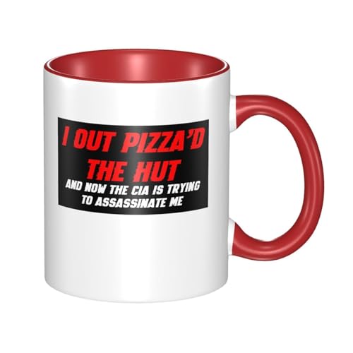 ZEKECE I Out Pizza'd The Hut Ceramic Mugs,11 oz Coffee Cups for Coffee,Latte, Soup, Milk, Hot Cocoa,Elegant Tea Mug for Office and Home