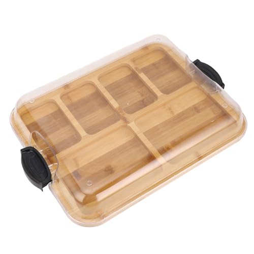 Tablero de Charcutería de Madera de bambú con Tapa, Tablero de Quesos, Tablero de Corte, 6 Compartimentos, para Cualquier Ocasión, Bandeja de Bocadillos, Plato Vegano, para