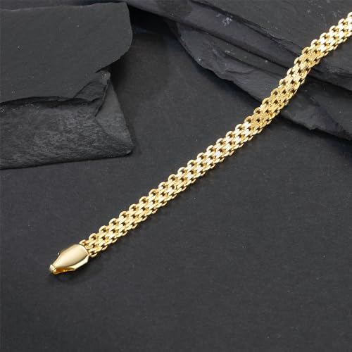 FEGER 14K Gold Mesh Chain Bracelet for Women and Men Dainty Gold Bracelets Gift for Women(6.5''-8.5'')4