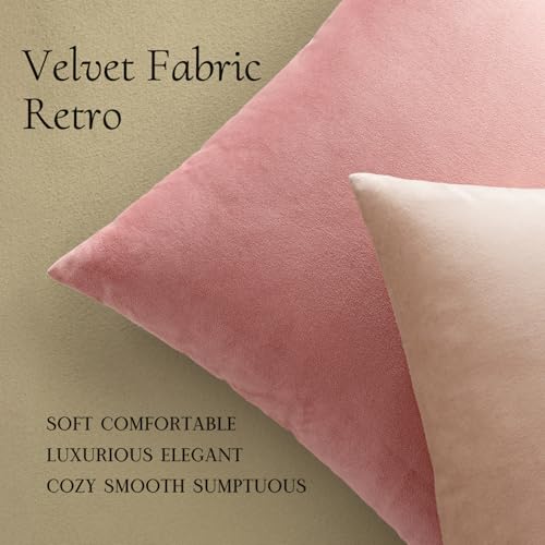 Image of MIULEE Velvet Throw Pillow Covers 16x16 Inch, Pack of 2 - Dusty Pink, Soft Solid Decorative Pillow Covers Cushion Cases Modern Luxury Home Decor for Spring Couch Sofa Bedroom Livingroom