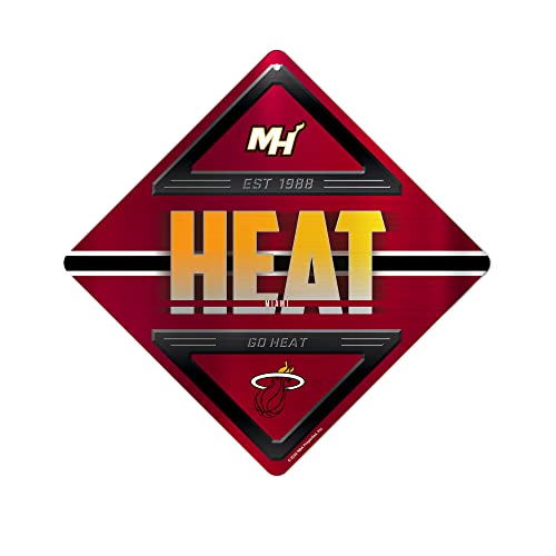 Rico Industries Rico Industries NBA Basketball Basketball Miami Heat Metal Sign 16.5'' x 16.5'' Home Décor - Bedroom - Office - Man Cave