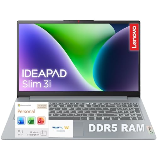 IdeaPad Slim 3i • 15.6" FHD Laptop with Microsoft Office • Intel 4 Cores • 1.6TB Storage (128GB SSD + 512GB Portable Drive + 1TB OneDrive) • 4GB LPDDR5 • Win 11 • WOWPC 3-in-1 Bundle • w/o Mouse
