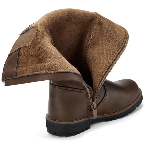 TZJS Girls Knee High Boot Lightweight Buckle Fashion Girls Riding Boots Kids Side Zipper Faux Fur Lined Water Resistant Warm Winter Shoes for Toddler/Little Kid4